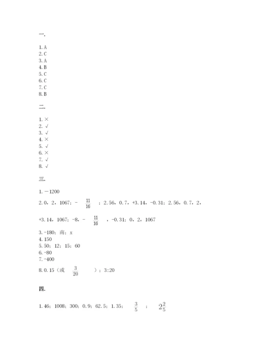 人教版六年级数学下学期期末测试题及答案【考点梳理】.docx