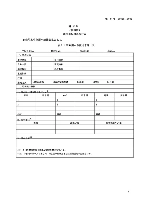 用水单位水计量器具台账和抄表记录用水统计表