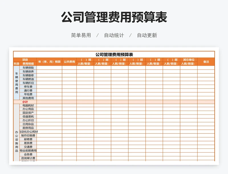 公司管理费用预算表