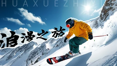 蓝色滑雪简易旅游封面PPT单页