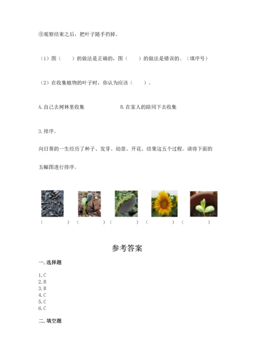教科版科学一年级上册第一单元《植物》测试卷及答案（精选题）.docx