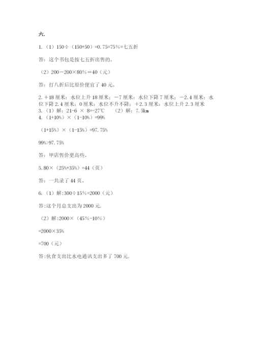 小学六年级下册数学摸底考试题附参考答案【研优卷】.docx