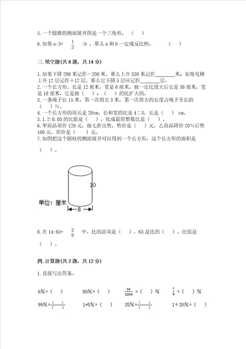 北京版数学六年级下册期末测试卷附参考答案考试直接用