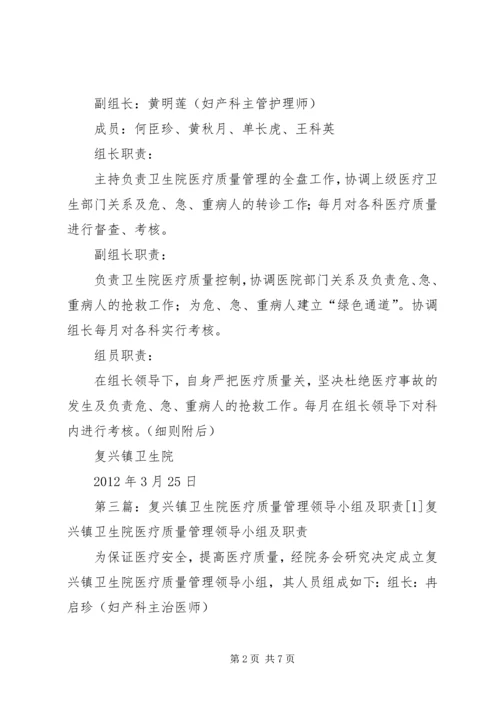 东成乡卫生院医疗质量管理领导小组及职责.docx