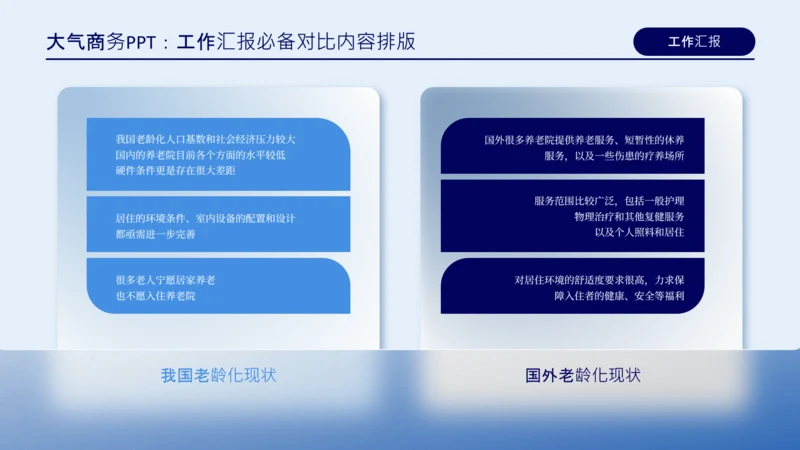 蓝色高端商务对比关系页