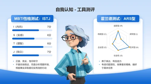 蓝色商务风大学生职业生涯规划PPT模板