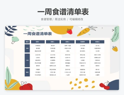 一周食谱清单表