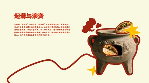 红色中国美食肉夹馍介绍PPT模板
