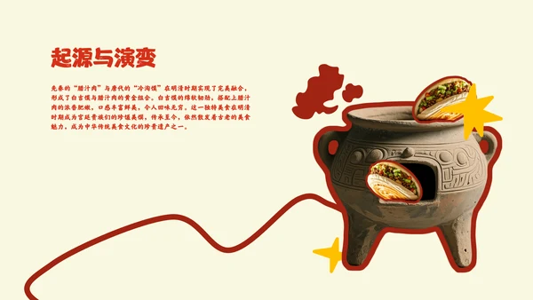 红色中国美食肉夹馍介绍PPT模板