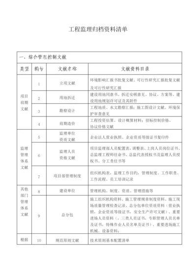 工程监理归档资料清单.docx