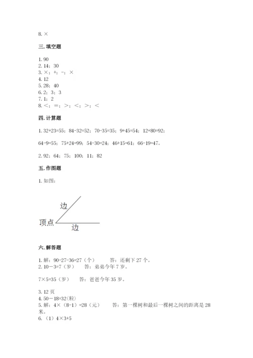 小学数学试卷二年级上册期中测试卷精品【完整版】.docx