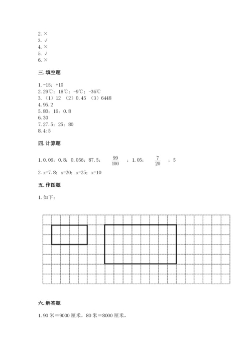 大连市瓦房店市六年级下册数学期末测试卷参考答案.docx