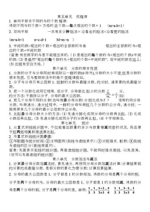 苏教版五年级数学下册知识点