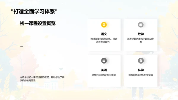 初一新生课程与设施导览PPT模板