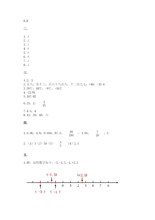 小学六年级升初中模拟试卷附答案（研优卷）.docx