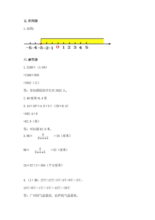 小学六年级下册数学期末测试卷附参考答案研优卷