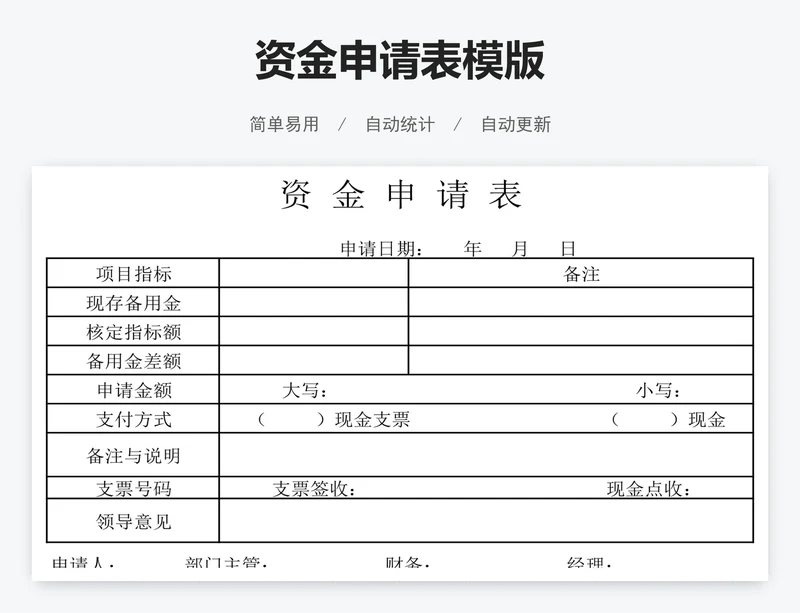 资金申请表模版