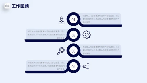 蓝色白色微粒体简约风瀑布流IT述职报告PPT模板
