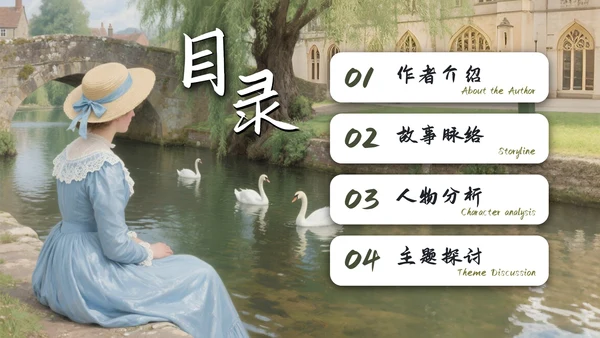 绿色简约《简·爱》读书分享通用PPT模板