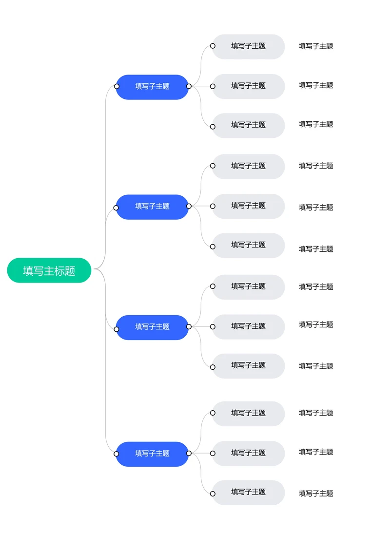蓝色简约横版基础思维导图