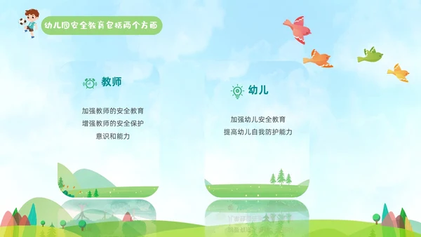 蓝色手绘卡通插画幼儿安全教育管理PPT幼儿园