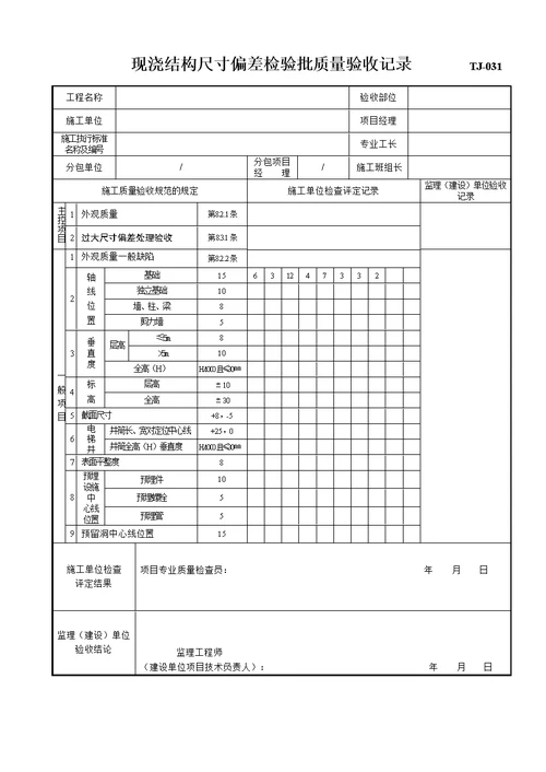 土建工程资料表格讨论版