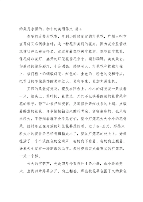 初中的美丽作文汇总10篇