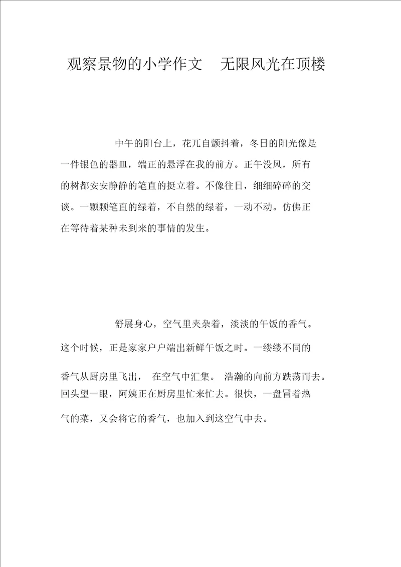 观察景物的小学作文无限风光在顶楼