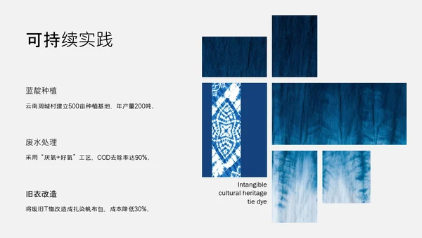 蓝色简约中国传统配色非物质文化遗产扎染介绍PPT模板