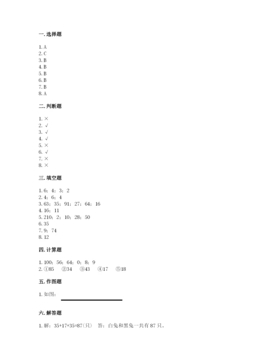 小学二年级上册数学期中测试卷及答案（考点梳理）.docx