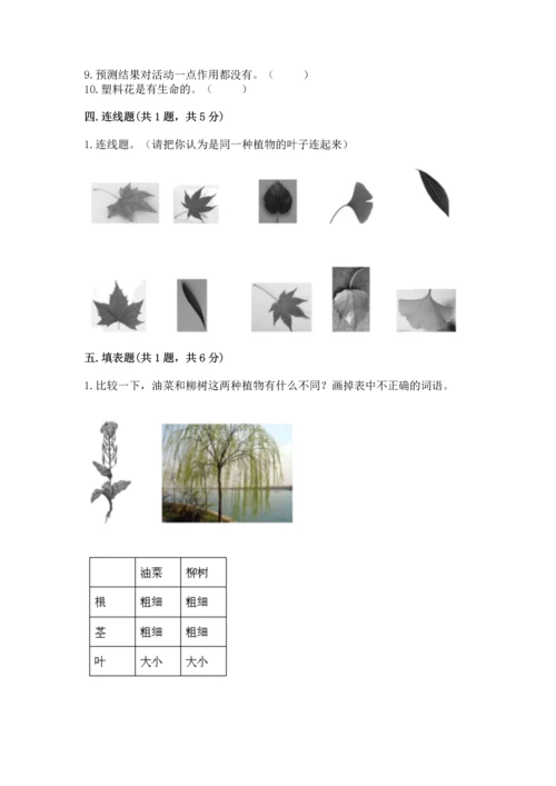 教科版小学一年级上册科学期末测试卷带答案.docx
