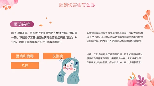 卡通手绘粉色女生自我保护PPT模板