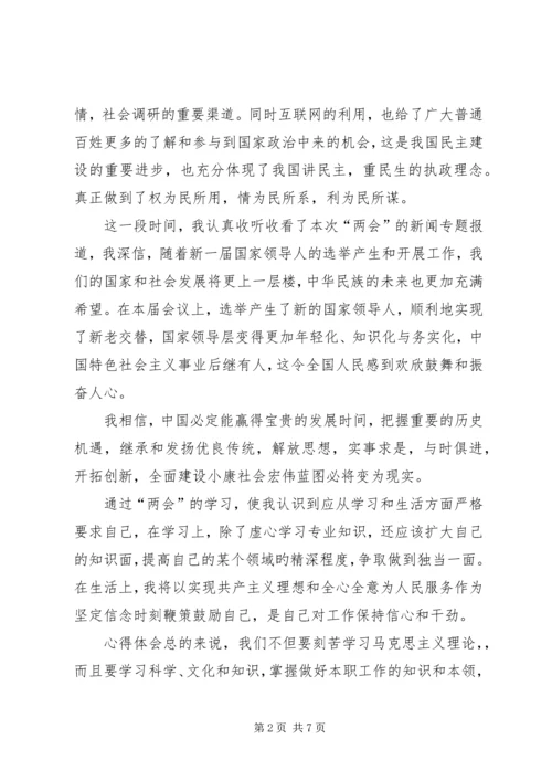 全国两会思想汇报某年,两会思想汇报范文某年字.docx