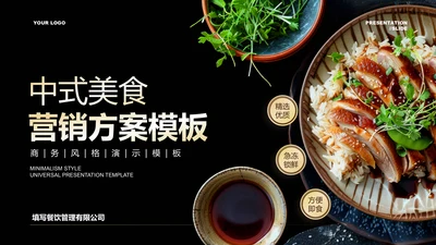 黑金色中国风美食营销PPT演示模板