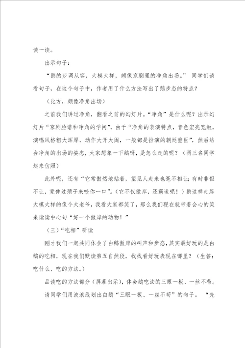 白鹅教学反思