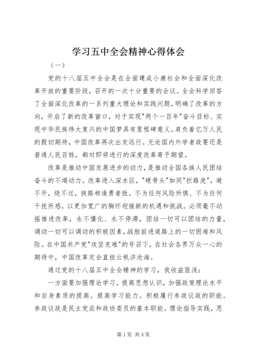 学习五中全会精神心得体会 (2).docx