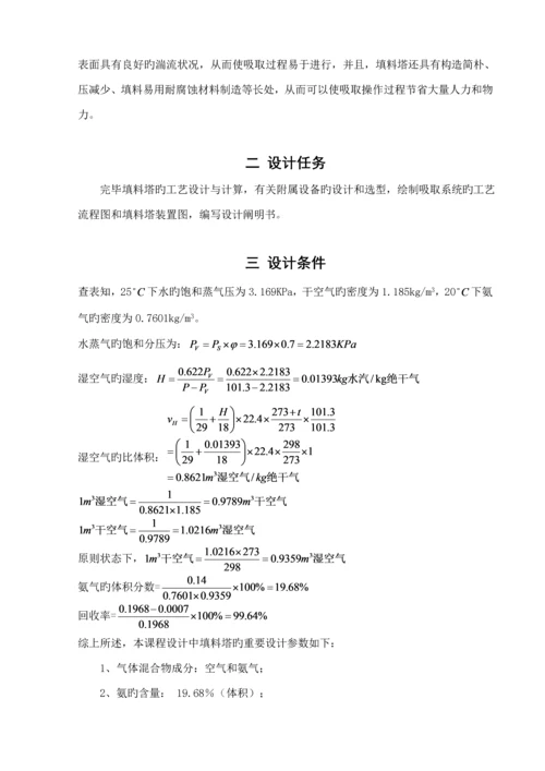 化工原理优质课程设计氨气填料吸收塔设计.docx