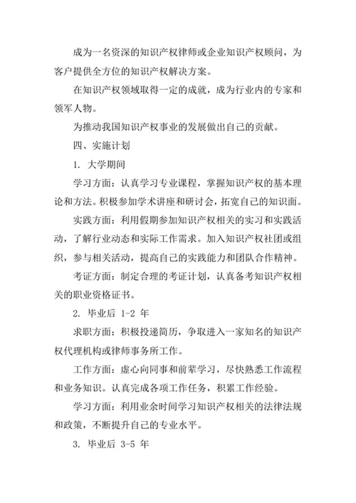 知识产权专业职业生涯规划书