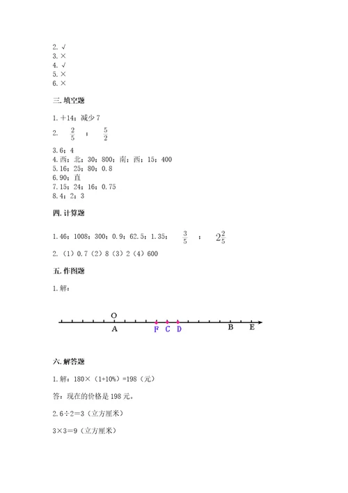 小学六年级下册数学期末测试卷附答案（夺分金卷）