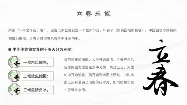 白色简约小清新传统二十四节气立春主题PPT模板
