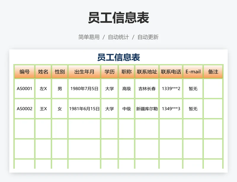 员工信息表