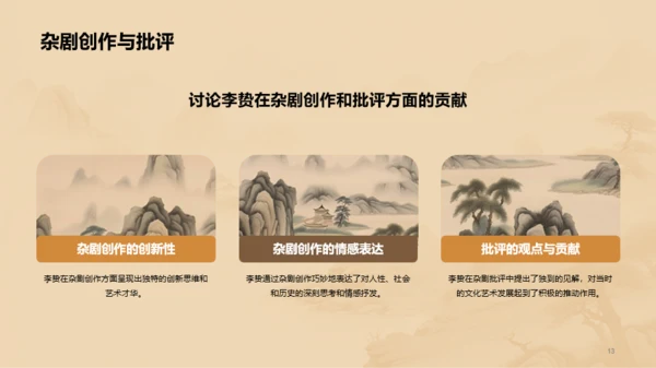 黄色中式国风李贽人物介绍PPT模板