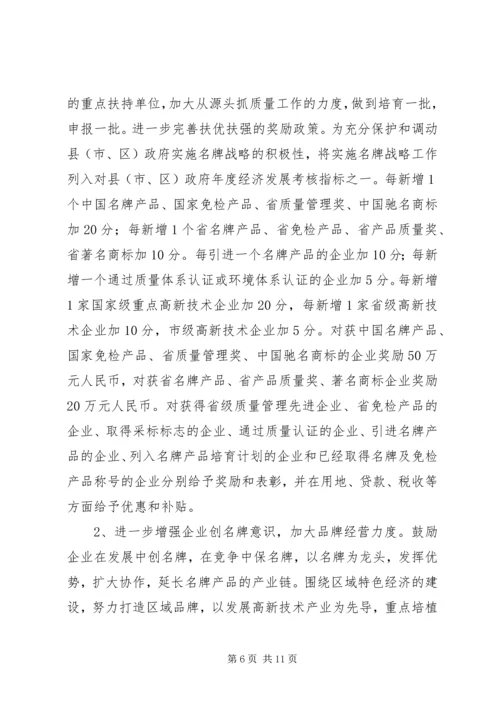 关于大力实施质量兴市和名牌带动战略的意见 (9).docx