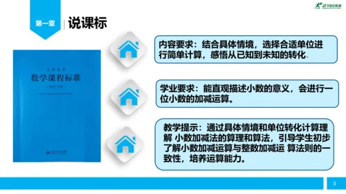 人教版小学数学《简单的小数加减法》（三年级下册）说课课件 (共26张PPT)