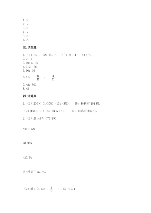 重庆市万州区六年级下册数学期末测试卷完整答案.docx
