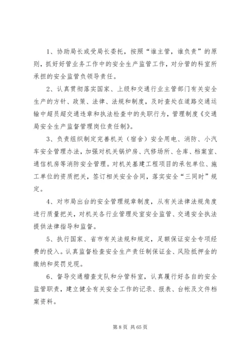 交通局安全生产监督管理岗位责任制.docx