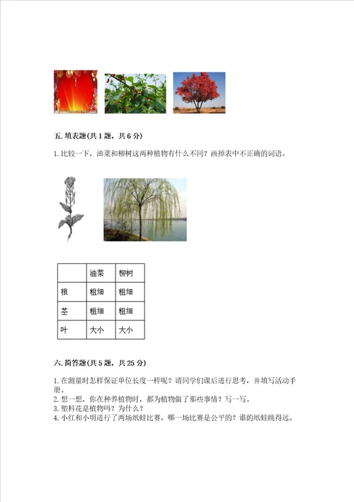 教科版一年级上册科学期末测试卷含完整答案历年真题