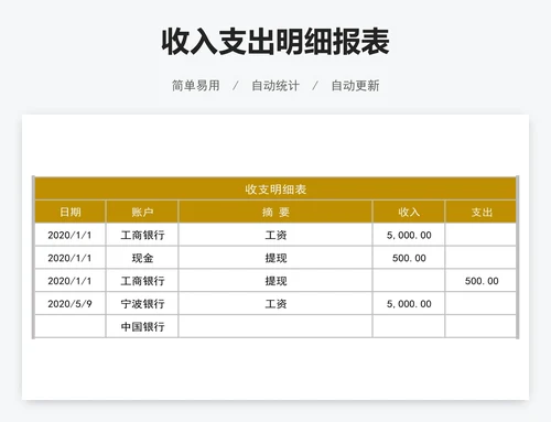 收入支出明细报表