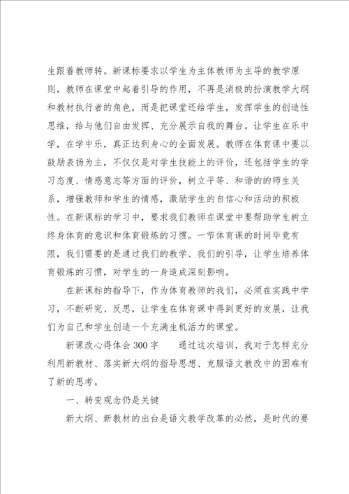 新课改心得体会300字