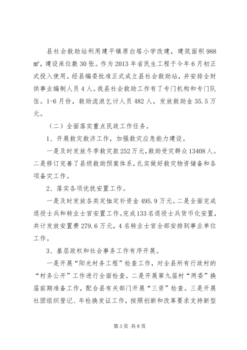 民政局上半年总结及下半年安排.docx